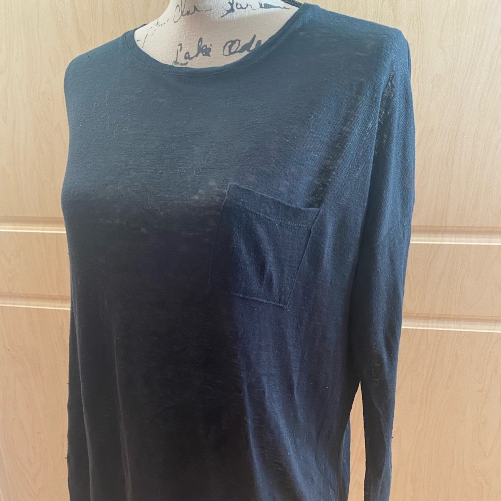 Vince black long-sleeve pocket tee shirt